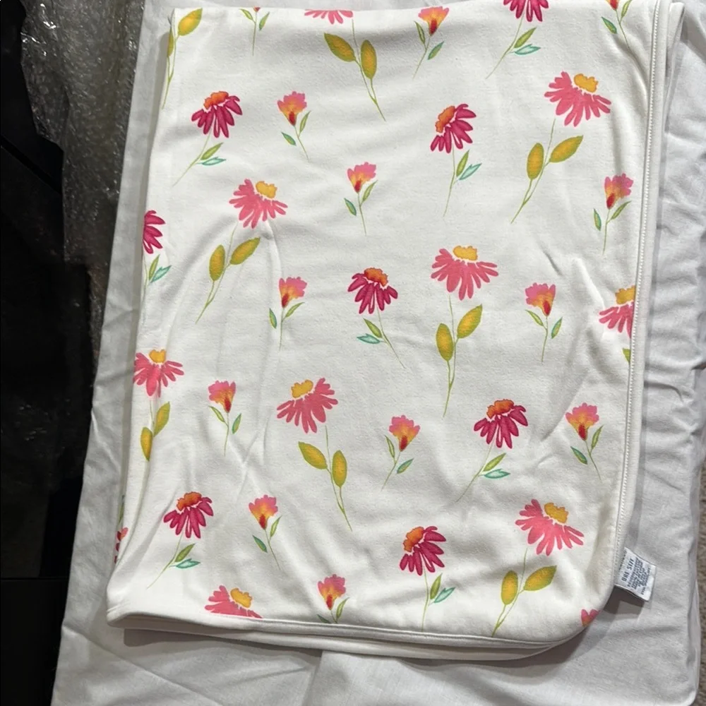 Vintage Gymboree White and Pink Floral Blanket